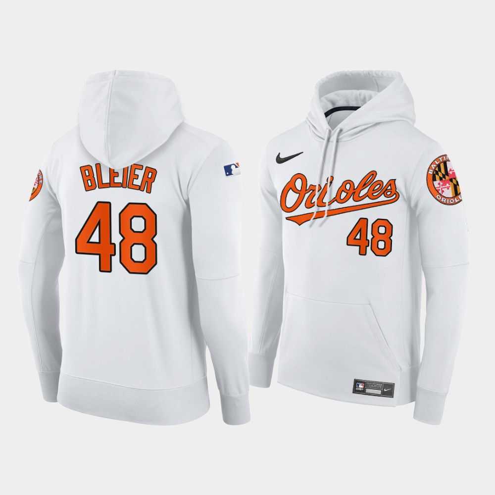 Men Baltimore Orioles 48 Bleier white home hoodie 2021 MLB Nike Jerseys